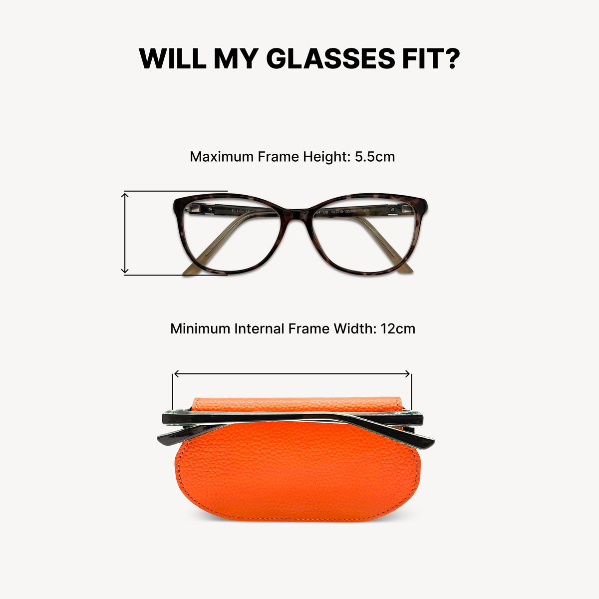 Slim Leather Glasses Case - Orange