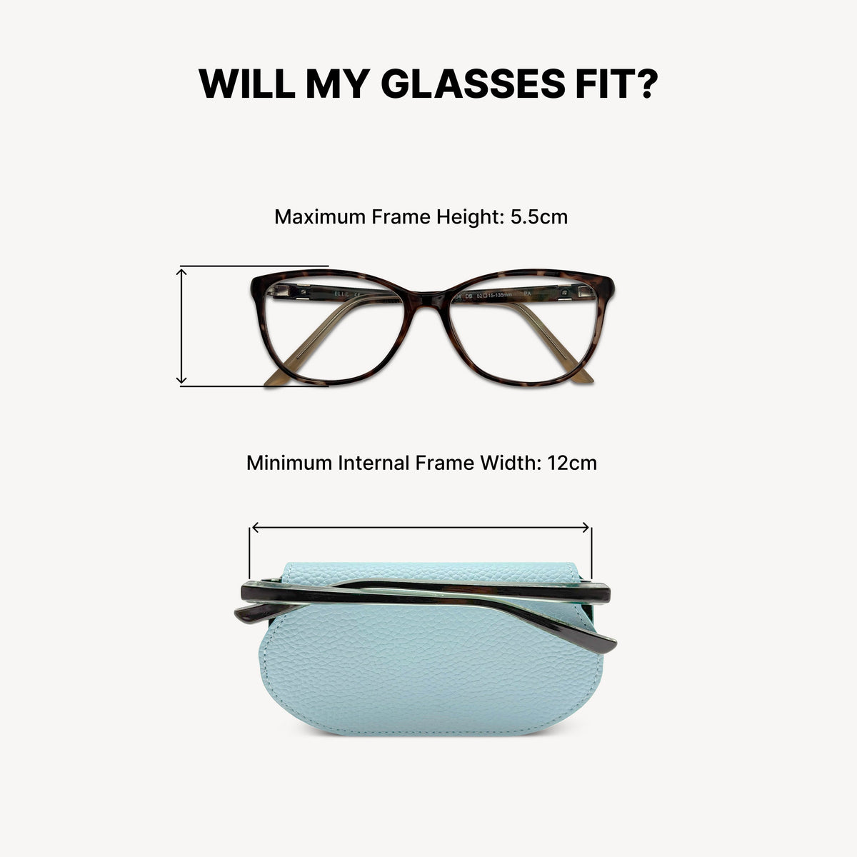 Slim Leather Glasses Case - Sky Blue