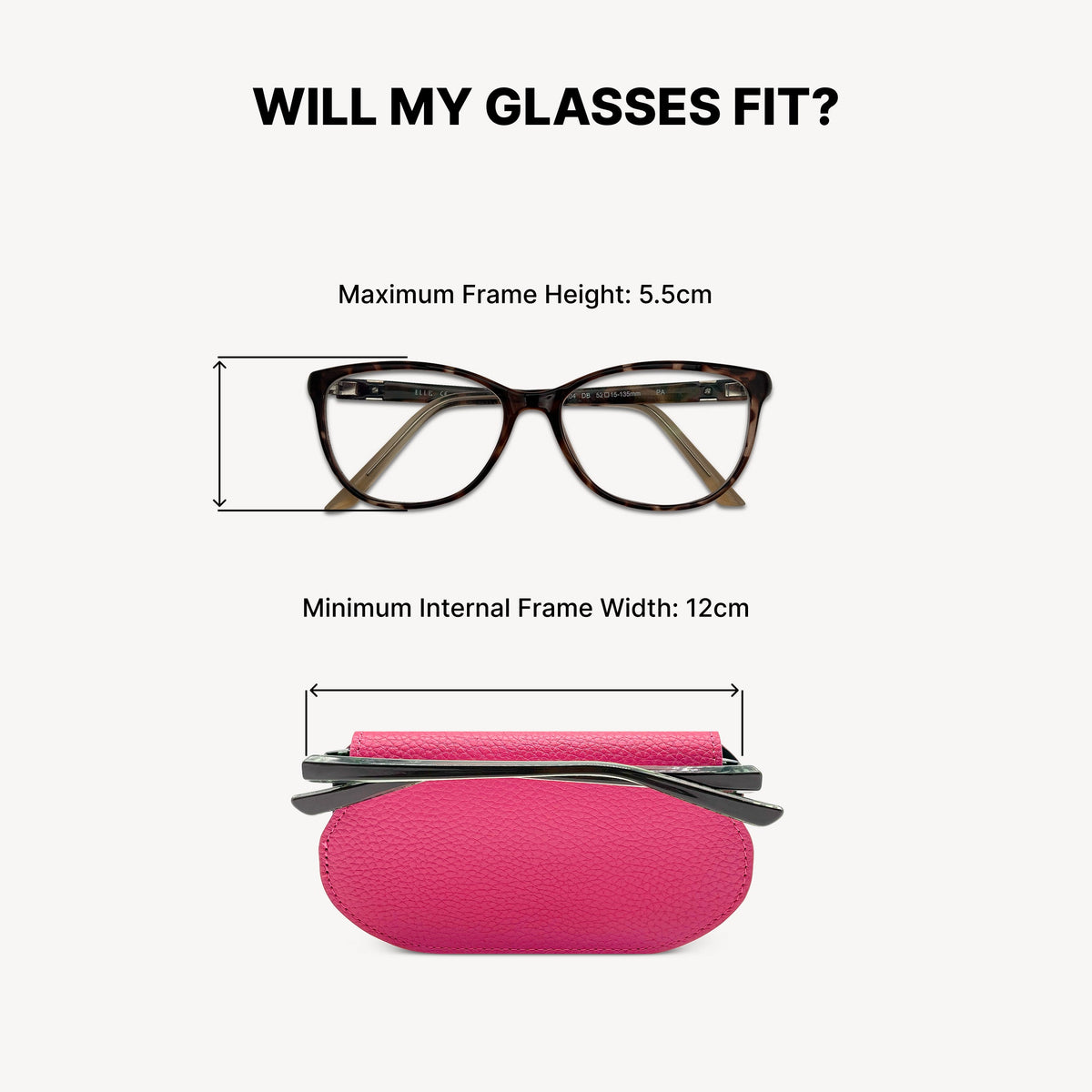 Slim Leather Glasses Case - Fuchsia Pink