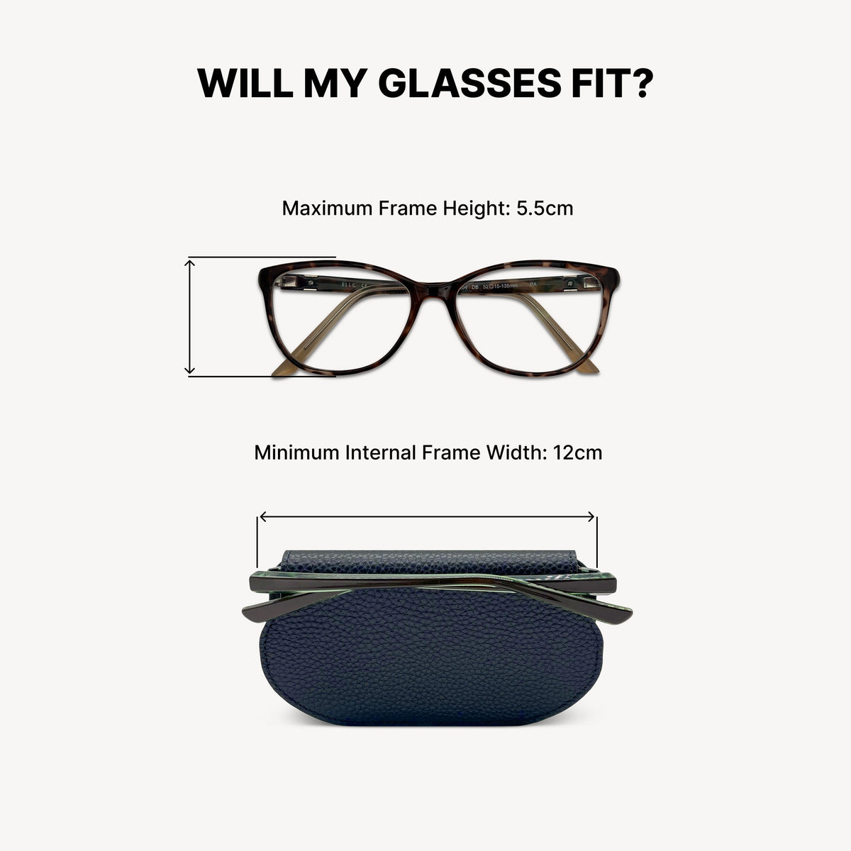 Slim Leather Glasses Case - Navy