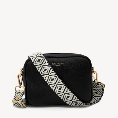 Navy & White Embroidered Strap