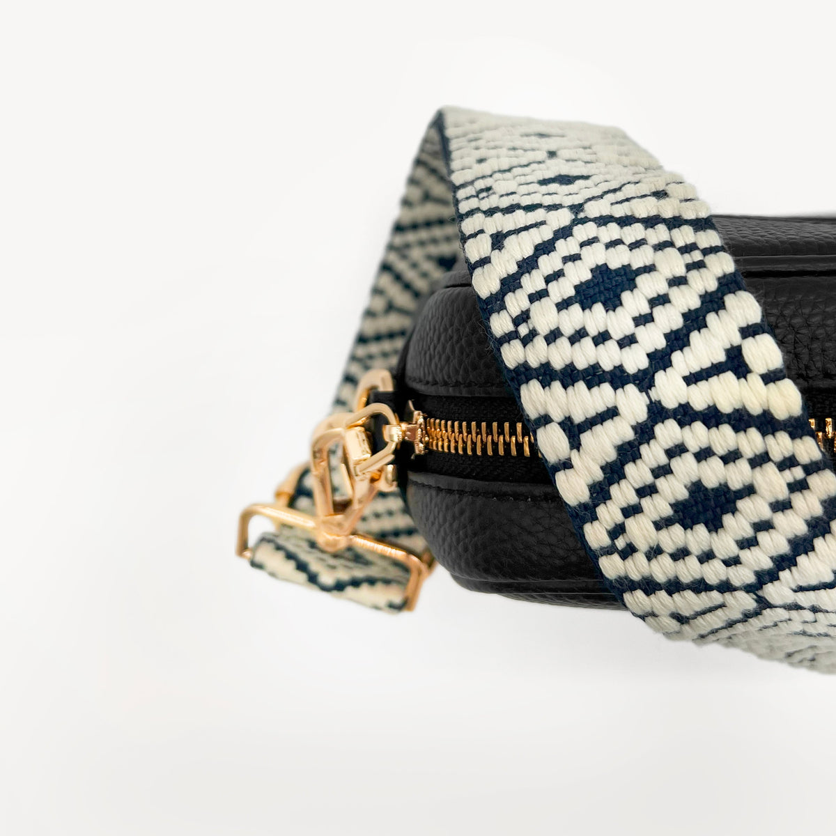 Navy & White Embroidered Strap