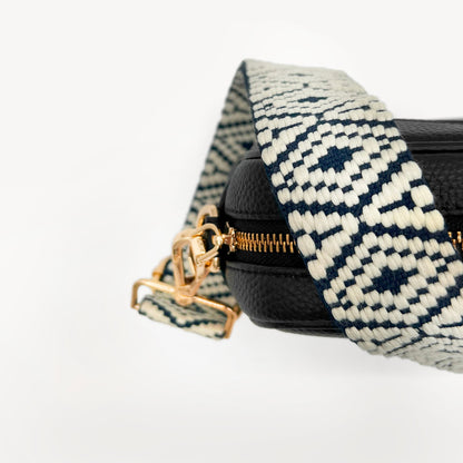 Navy & White Embroidered Strap
