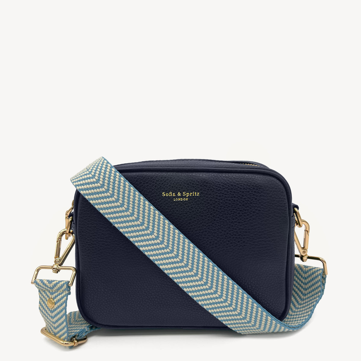 Sky Blue & White Chevron Strap