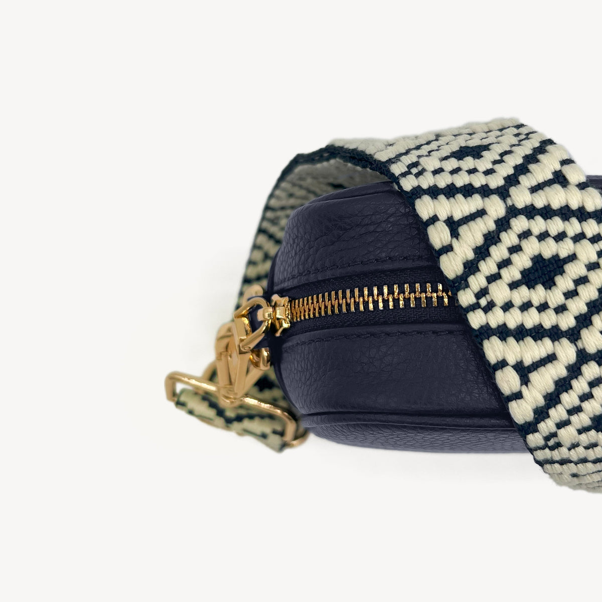 Navy & White Embroidered Strap