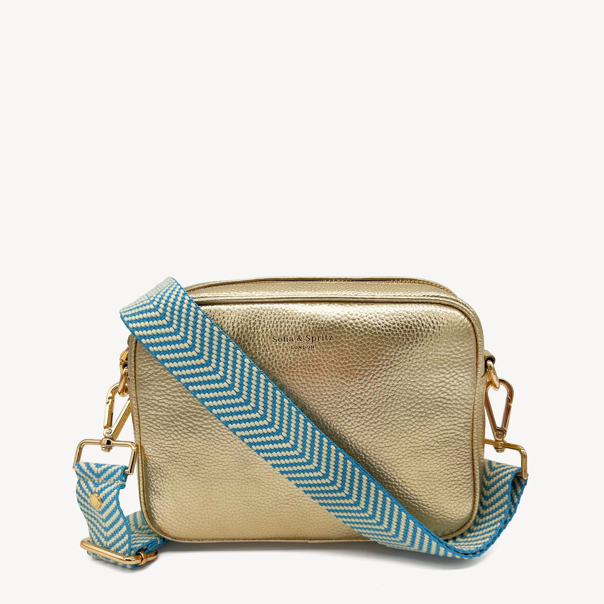 Sky Blue & White Chevron Strap
