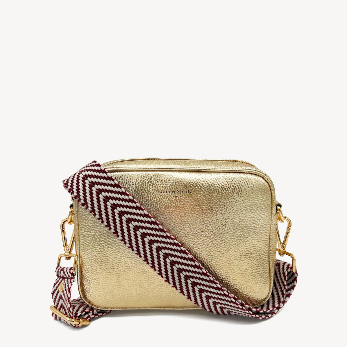 Burgundy & White Chevron Strap
