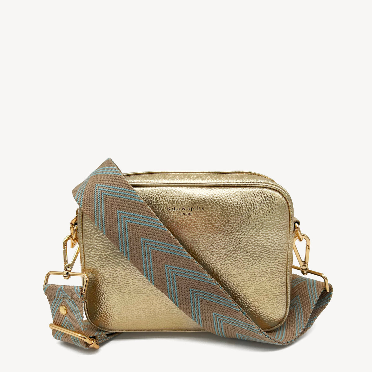 Pale Blue & Tan Arrow Strap