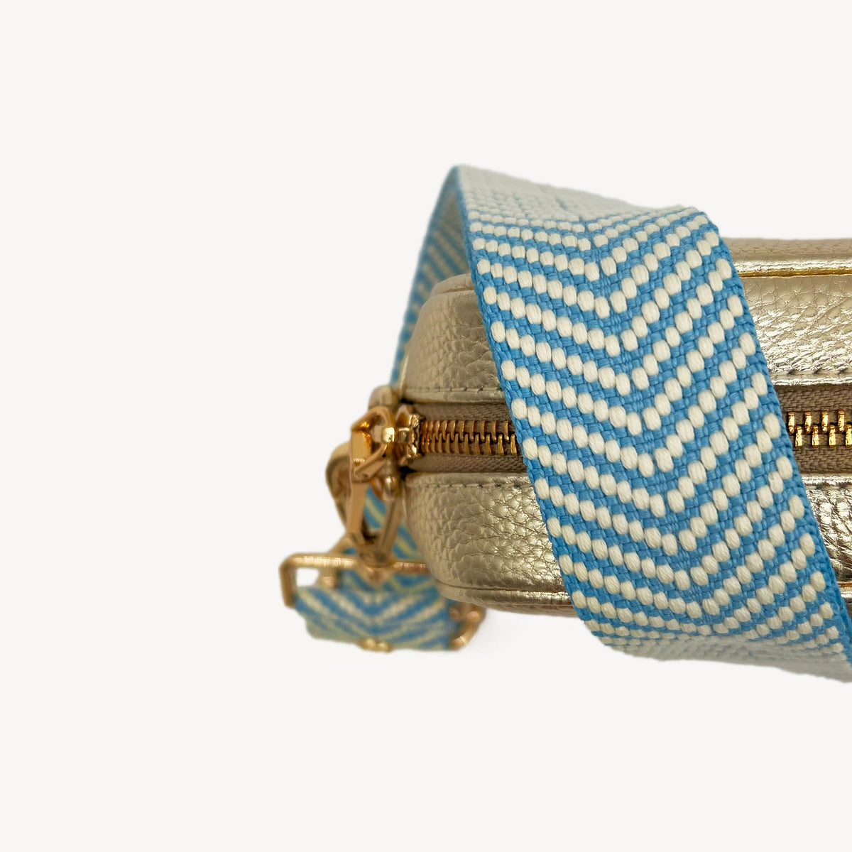 Sky Blue & White Chevron Strap