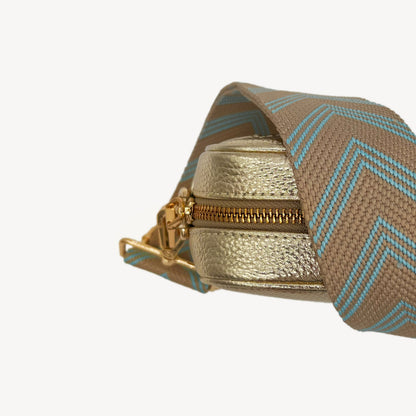 Pale Blue & Tan Arrow Strap