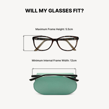 Slim Leather Glasses Case - Jade Green