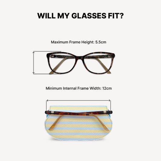 Slim Leather Glasses Case - Sky Blue & Yellow Stripe