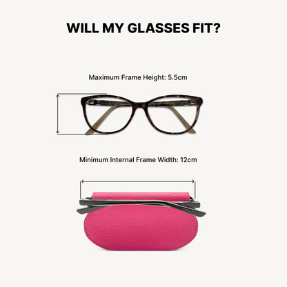 Slim Leather Glasses Case - Fuchsia Pink