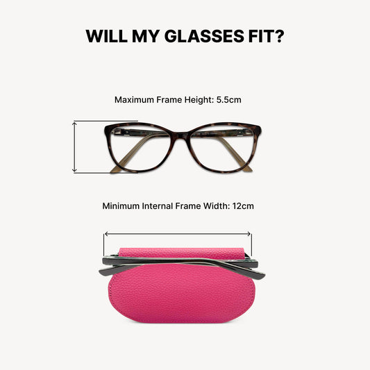Slim Leather Glasses Case - Fuchsia Pink