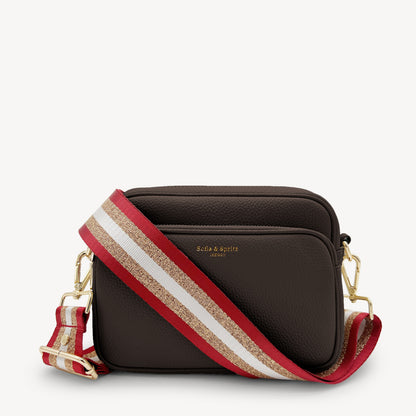 Red & Gold Glitter Stripe Strap