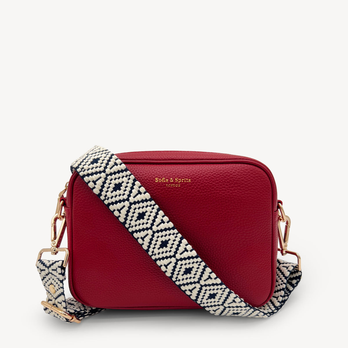 Navy & White Embroidered Strap