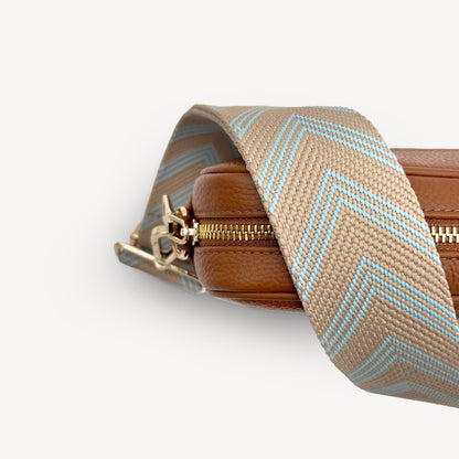 Pale Blue & Tan Arrow Strap