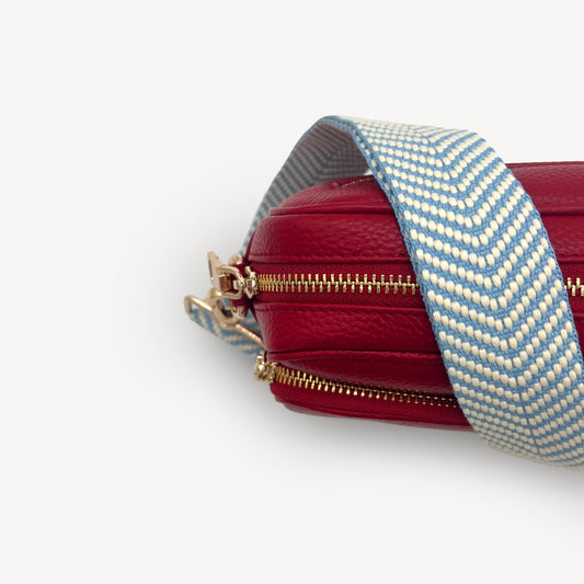 Sky Blue & White Chevron Strap