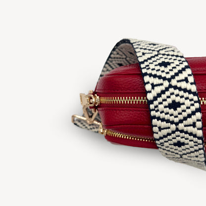 Navy & White Embroidered Strap