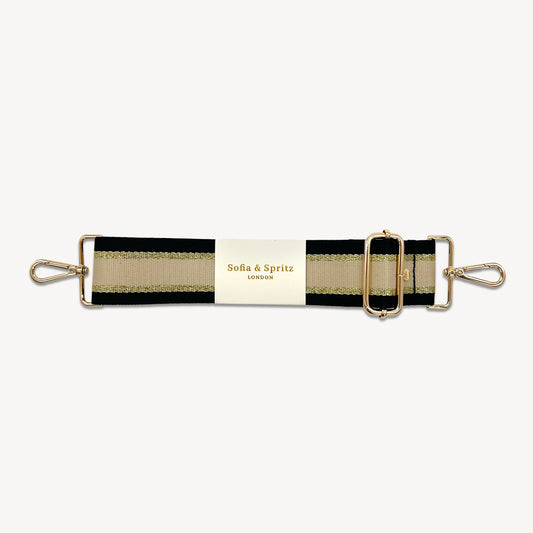 Black, Beige & Gold Stripe Strap