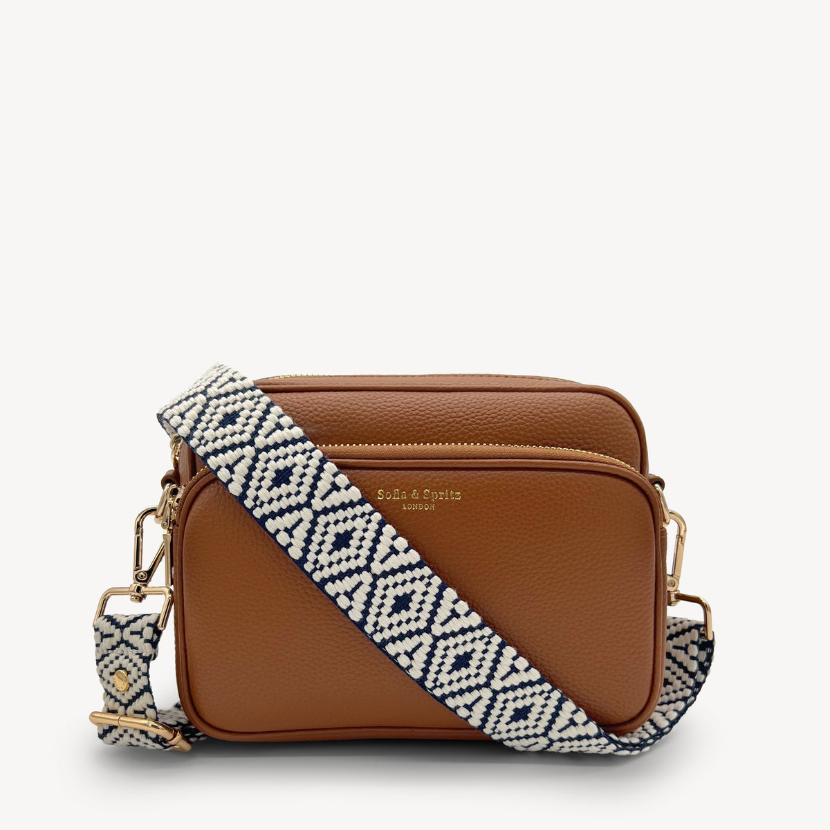 Navy & White Embroidered Strap