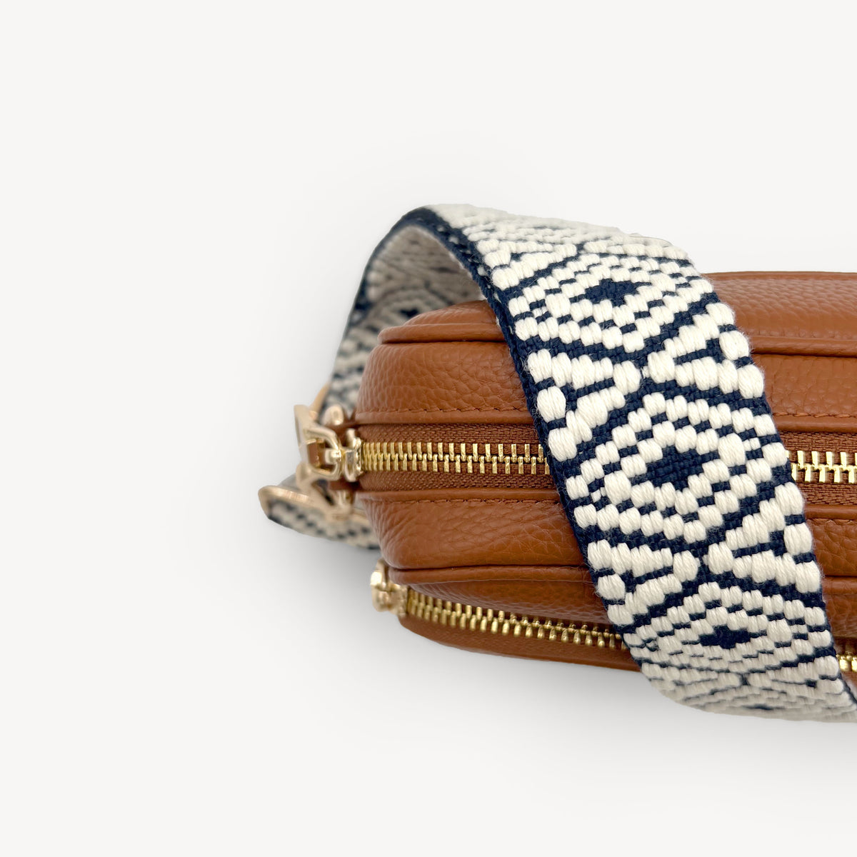 Navy & White Embroidered Strap
