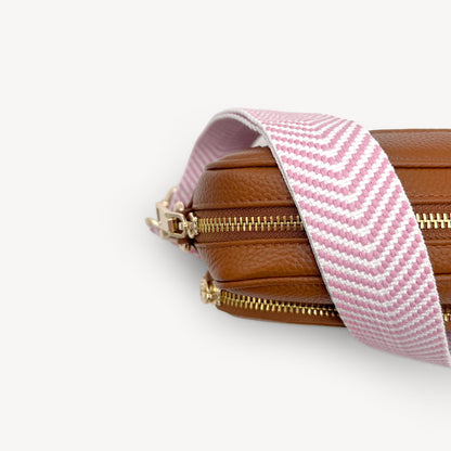 Pale Pink & White Chevron Strap
