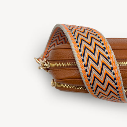 Orange, Black & Stone Aztec Strap