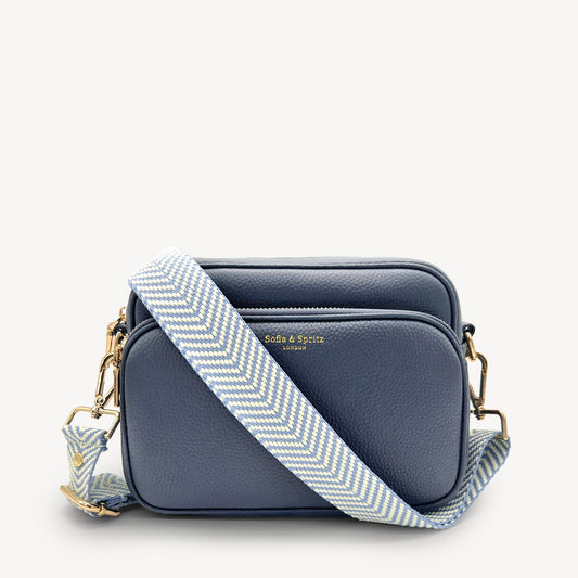 Sky Blue & White Chevron Strap