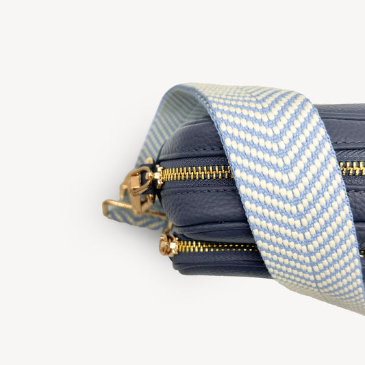 Sky Blue & White Chevron Strap