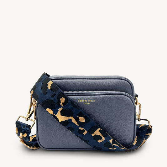 Navy & Gold Leopard Strap