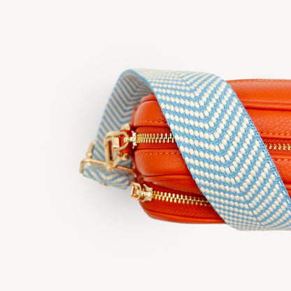 Sky Blue & White Chevron Strap
