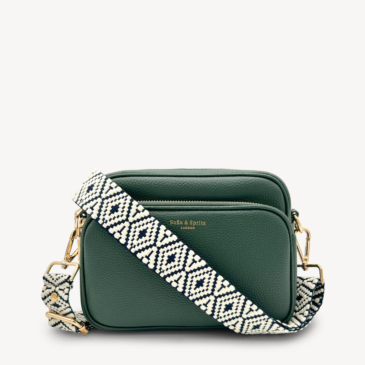 Navy & White Embroidered Strap