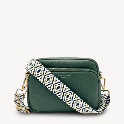 Navy & White Embroidered Strap