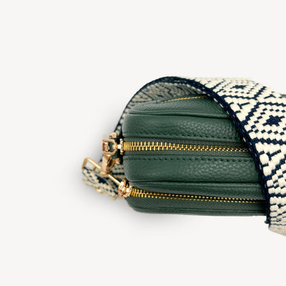 Navy & White Embroidered Strap
