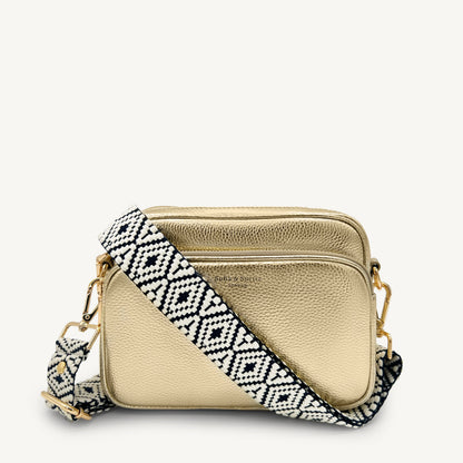 Navy & White Embroidered Strap