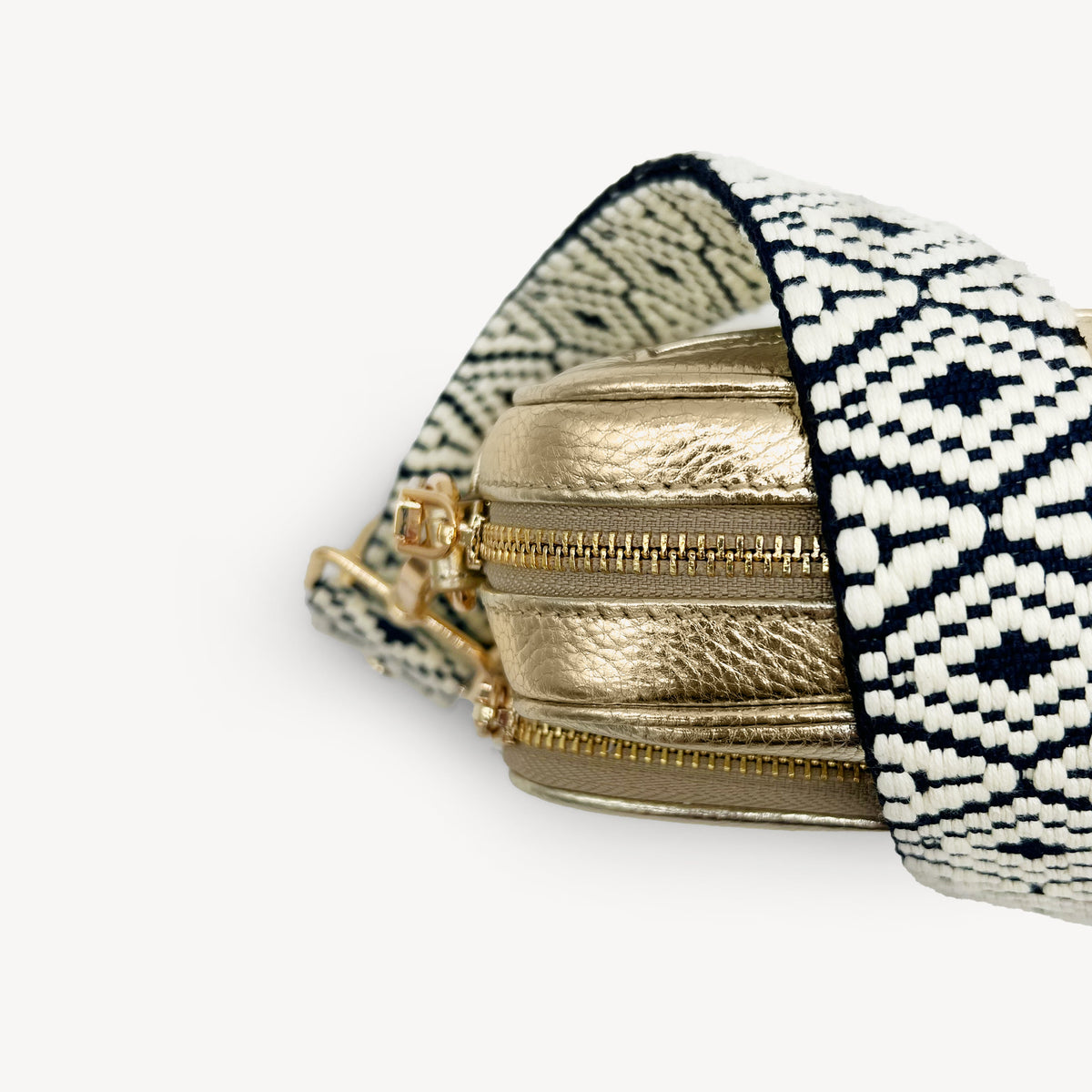 Navy & White Embroidered Strap