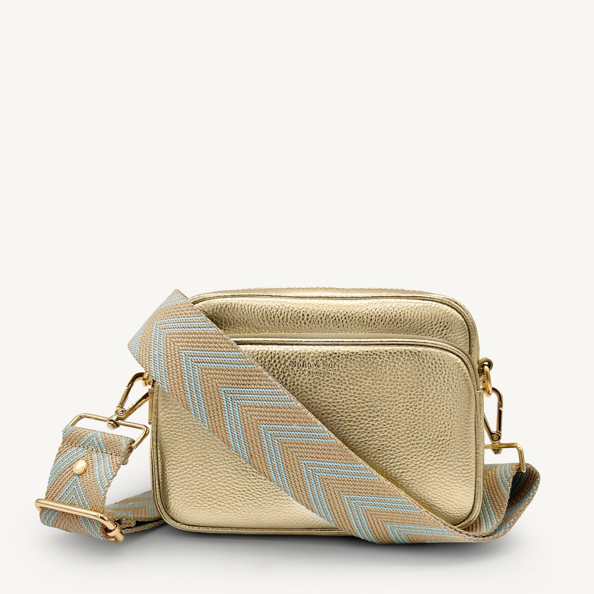 Pale Blue & Tan Arrow Strap