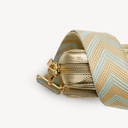 Pale Blue & Tan Arrow Strap