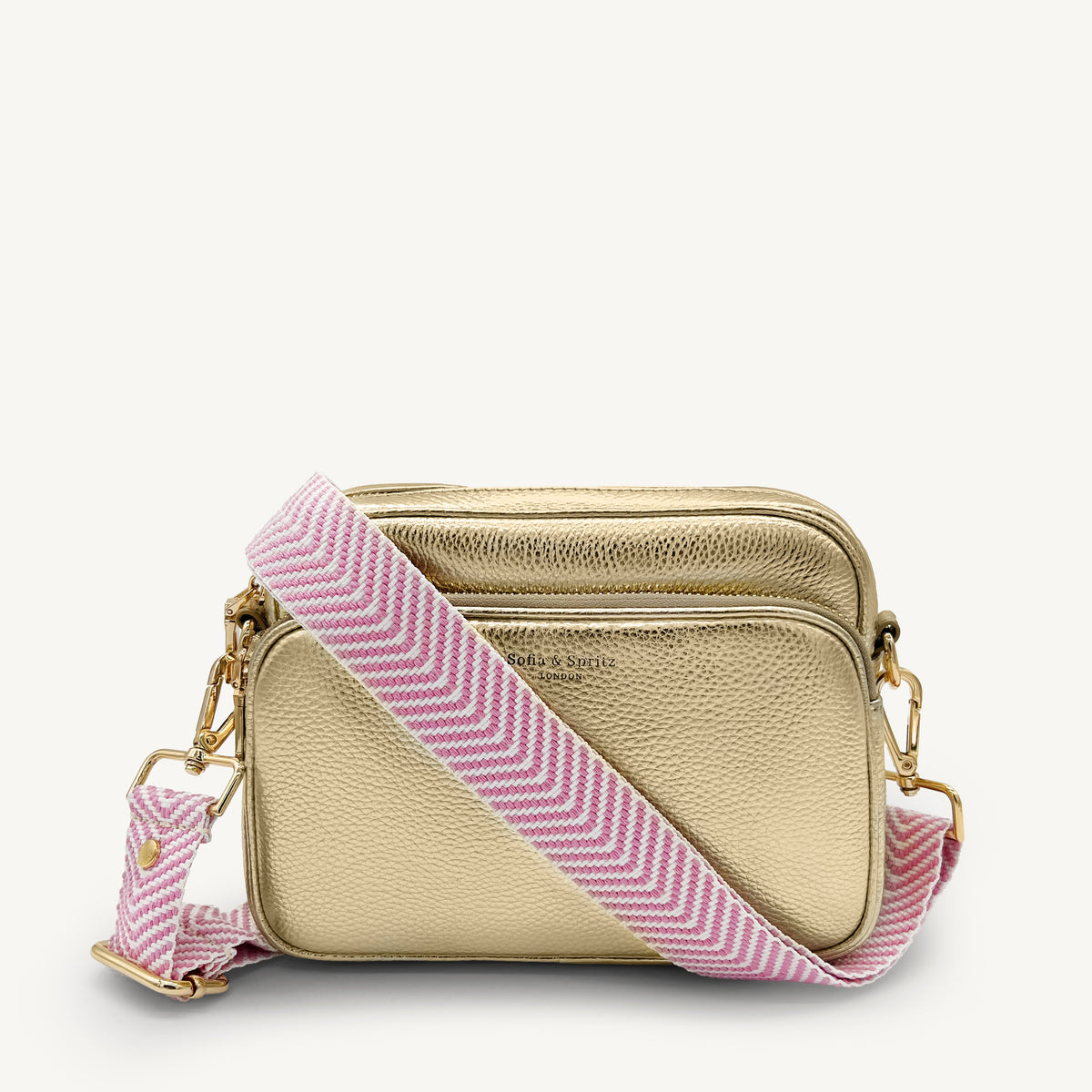 Pale Pink & White Chevron Strap