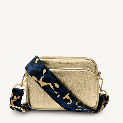 Navy & Gold Leopard Strap