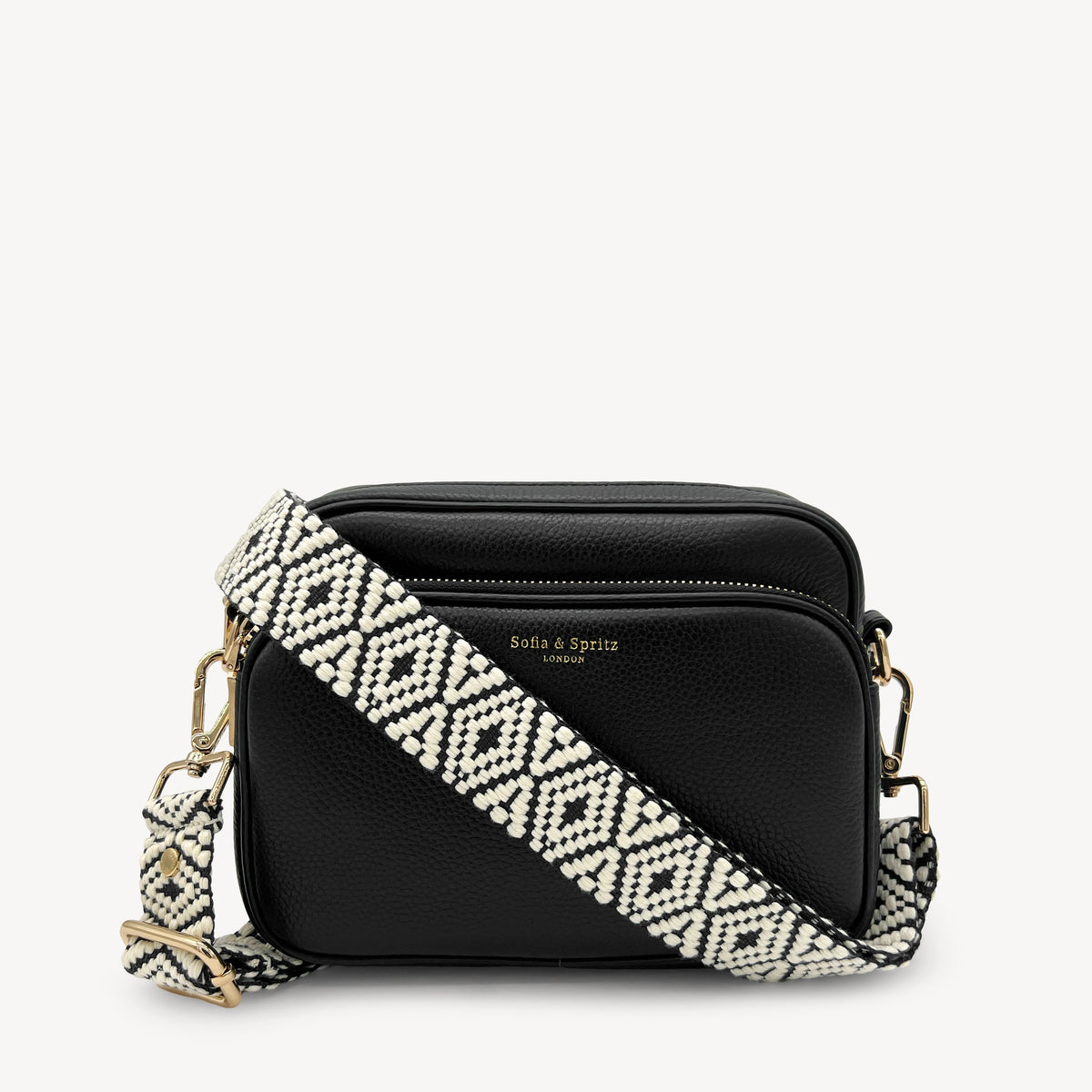 Navy & White Embroidered Strap