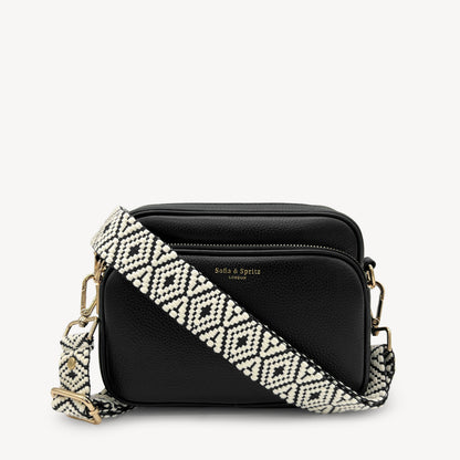 Navy & White Embroidered Strap