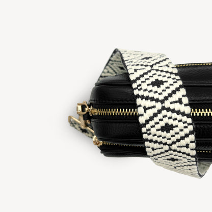 Navy & White Embroidered Strap