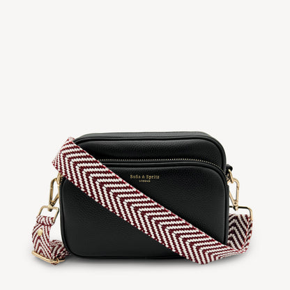 Burgundy & White Chevron Strap