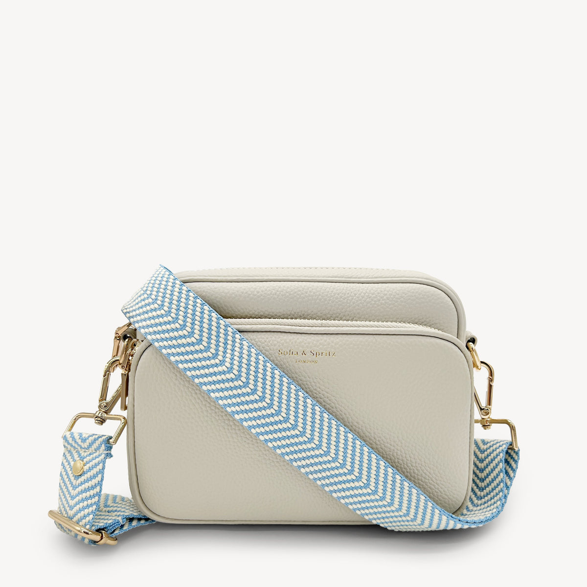 Sky Blue & White Chevron Strap