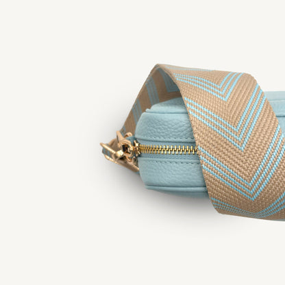 Pale Blue & Tan Arrow Strap