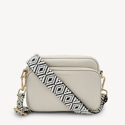 Navy & White Embroidered Strap