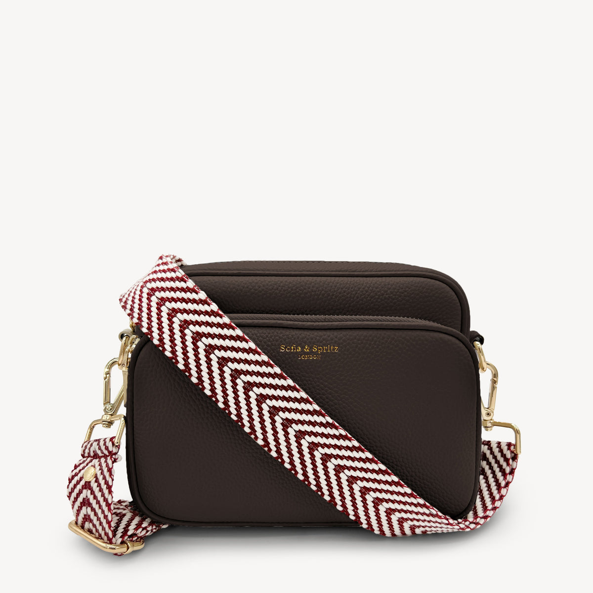 Burgundy & White Chevron Strap
