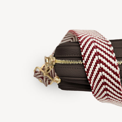 Burgundy & White Chevron Strap
